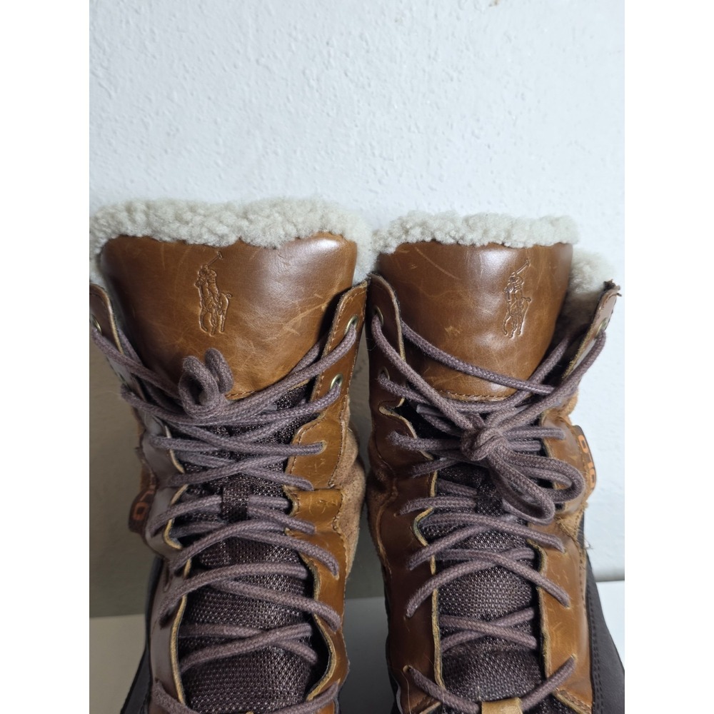 Polo Ralph Lauren Mens Lansing Snow Winter Boots Brown And Tan Suede Size 11 - Picture 9 of 10